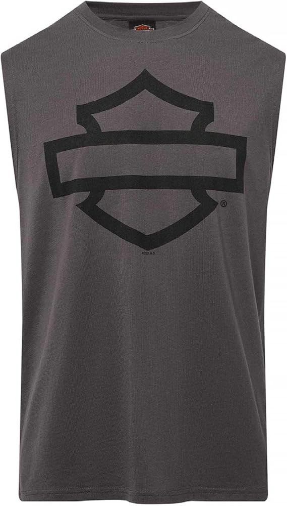 Harley-Davidson Men's Open Bar & Shield Sleeveless Muscle Shirt, Charcoal | Amazon (US)