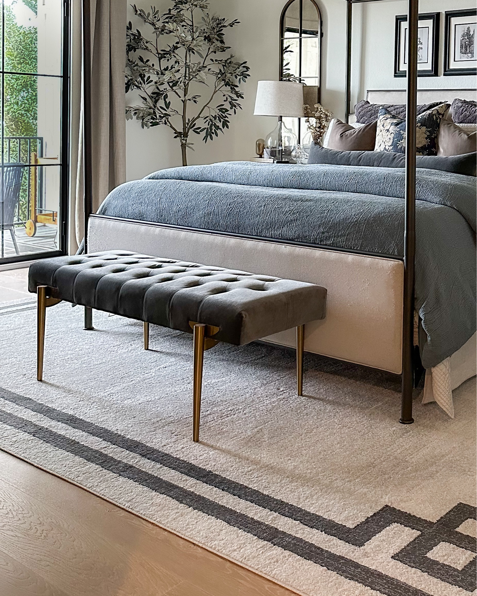 My end of bed velvet bedroom bench! Rug is the Beige!

#LTKHome #LTKStyleTip #LTKSaleAlert