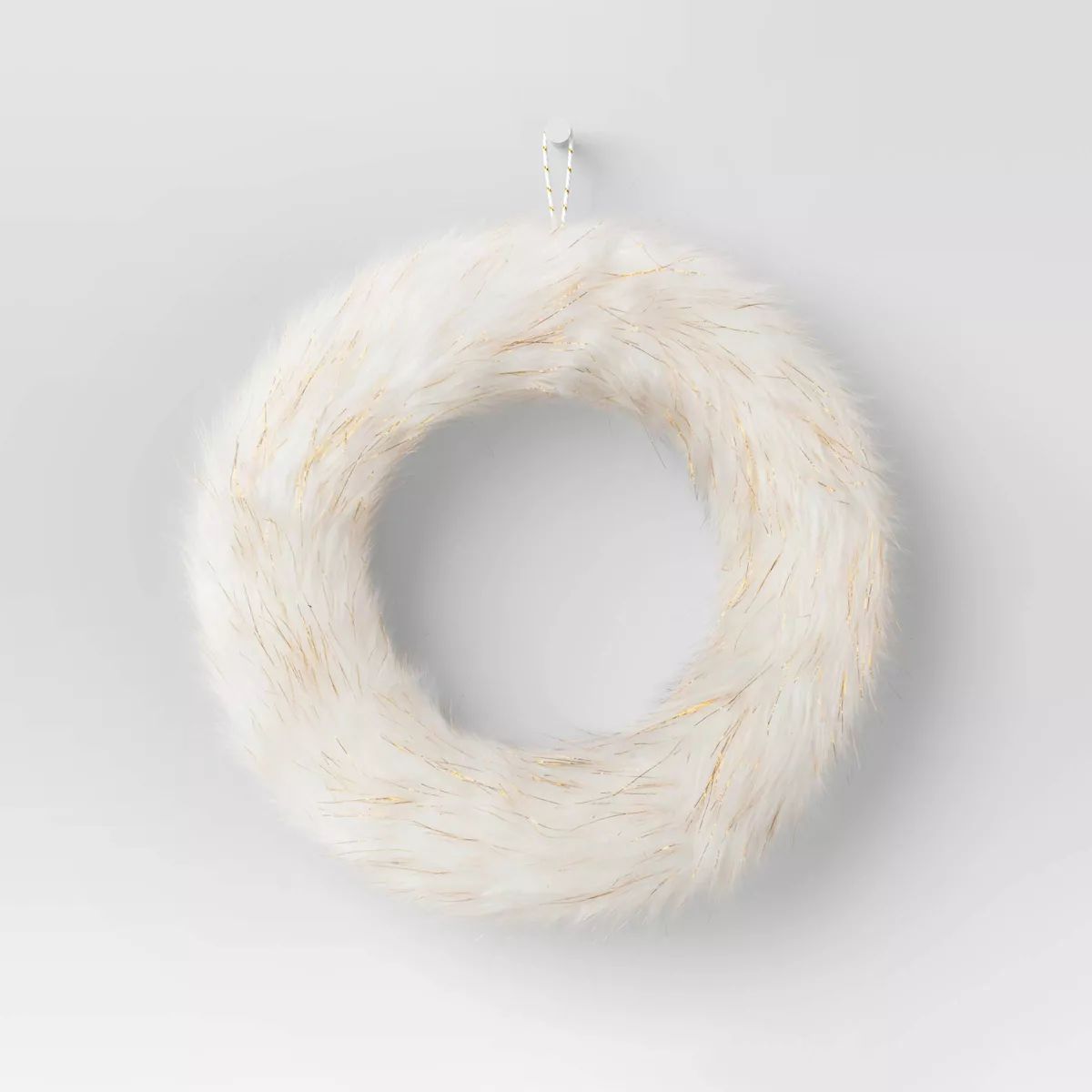 18" Faux Fur and Tinsel Decorative Christmas Wreath White - Wondershop™ | Target