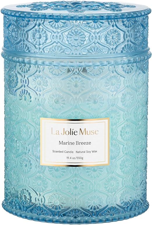 LA JOLIE MUSE Marine Breeze Scented Candle, Natural Soy Candle for Home, Long Burning Time, Large... | Amazon (US)