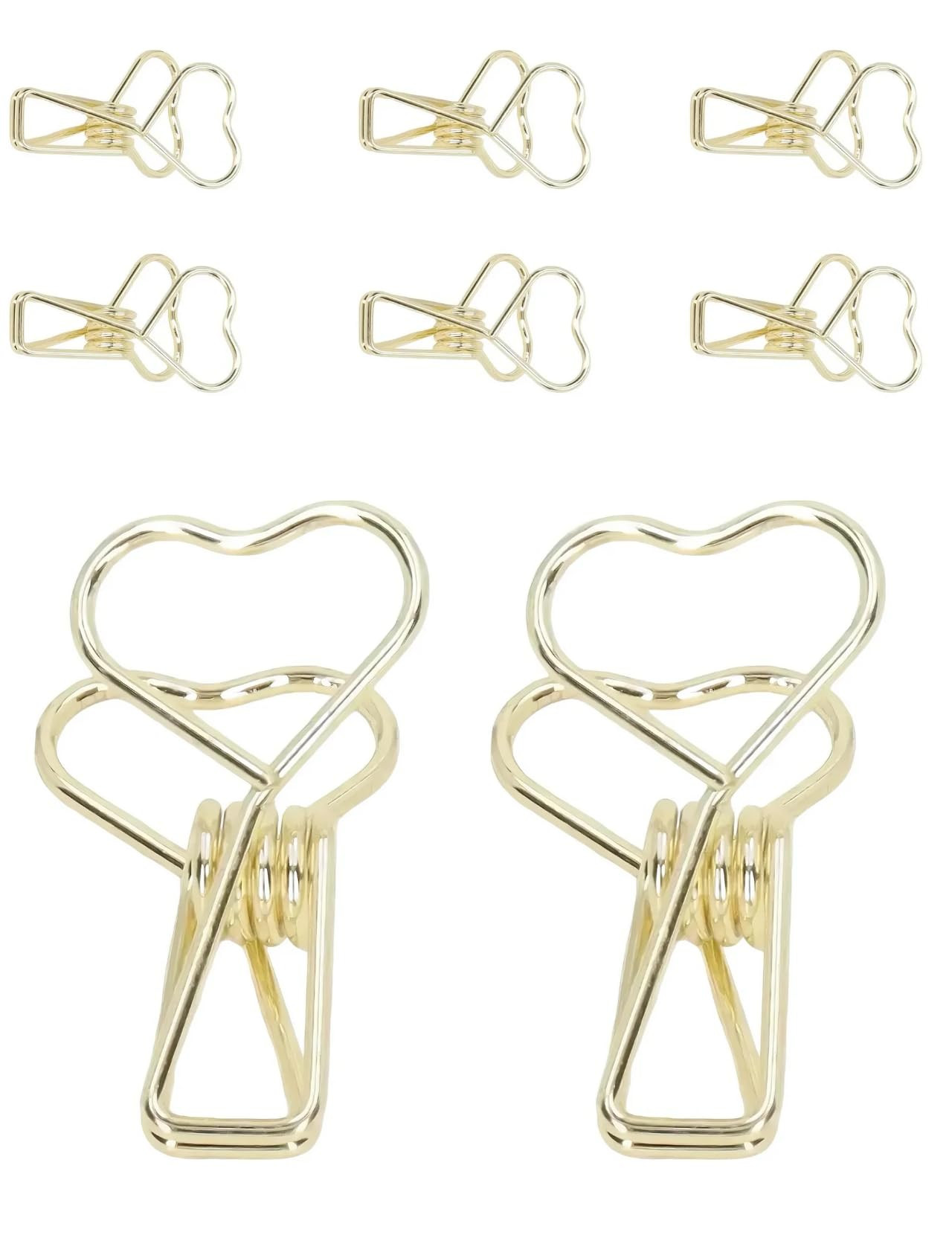 Gold Heart Shaped Binder Clips,Stainless Steel Decorative Paper Clips for Office/School, Rust-Pro... | Amazon (US)