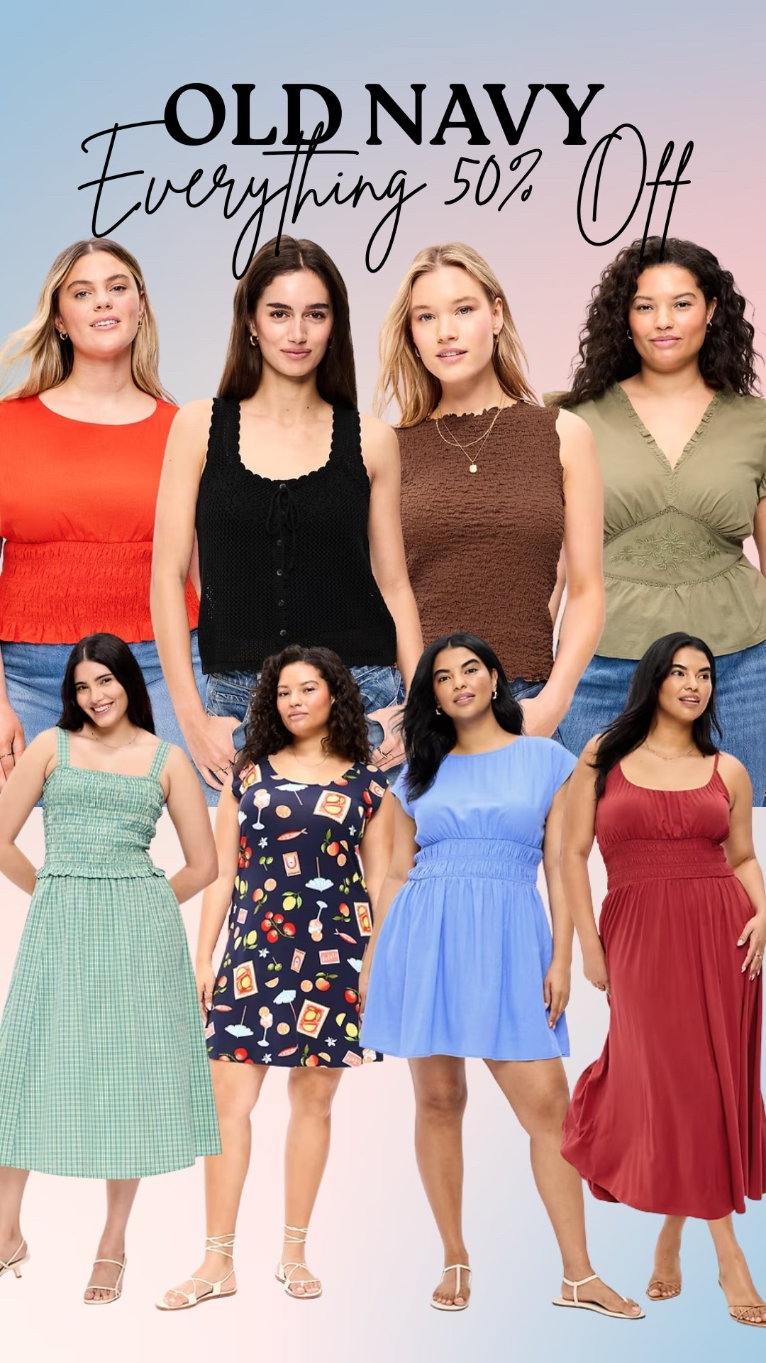 Right now at Old Navy get 50% off everything! I’ve rounded up all my favorite dresses, tops and bottoms that are part of the sale 🫶🏻

#LTKSaleAlert #LTKPlusSize #LTKootd