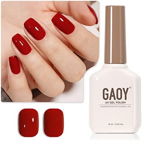 GAOY Ruby Red Gel Nail Polish, 16ml Soak Off UV Light Cure Gel Polish for Nail Art DIY Manicure at H | Amazon (US)