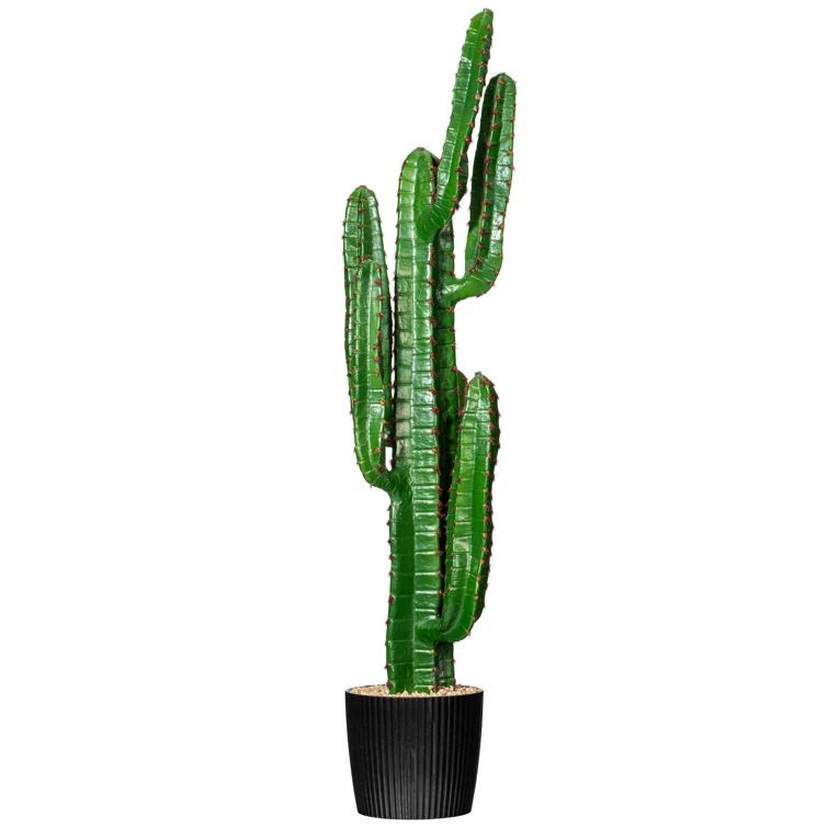 45" Artificial Green Finger Cactus in 8" Black Pot | Wayfair North America