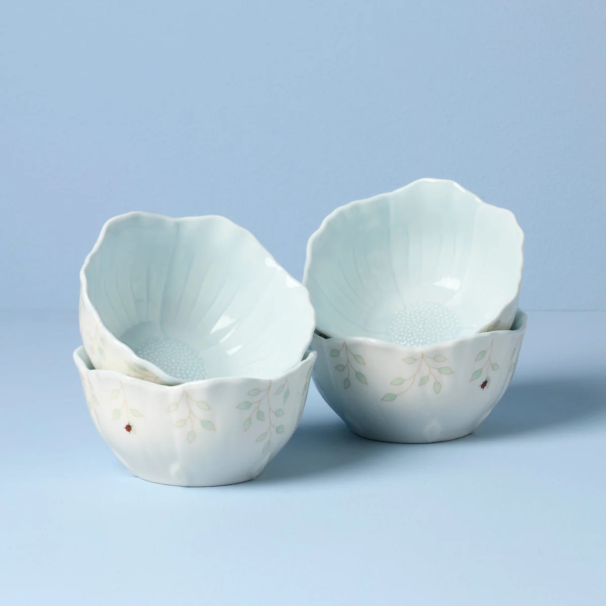 Butterfly Meadow Floral Blue Dessert Bowls - Set of 4 | Lenox