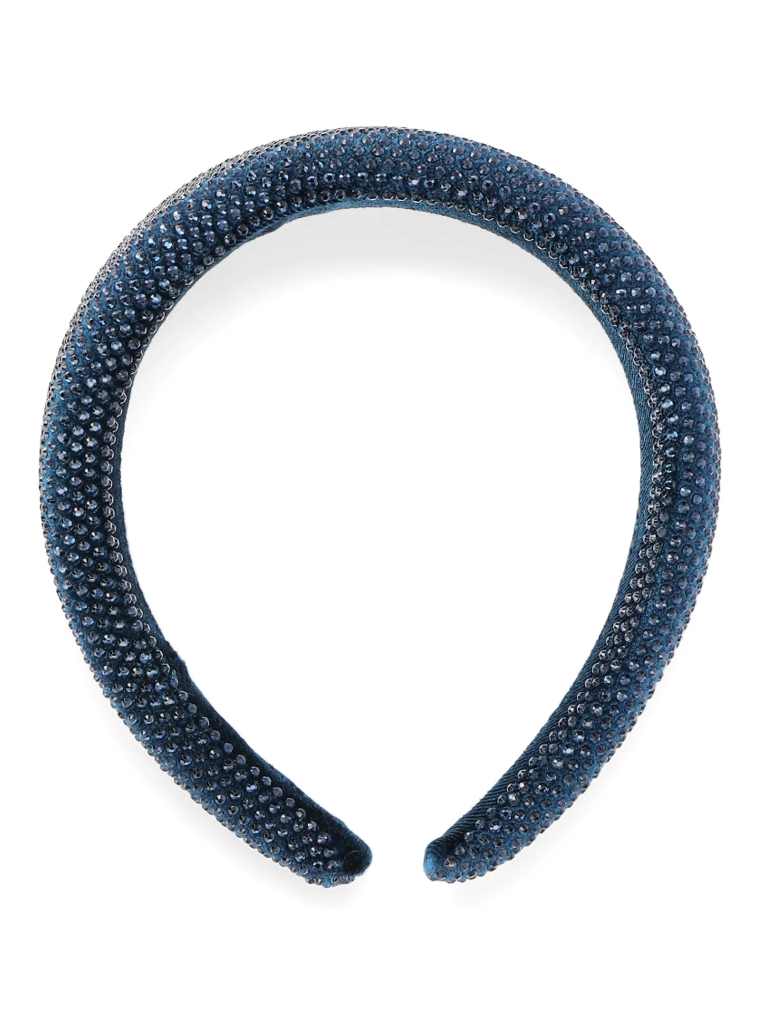 Time and Tru Women's Rhinestone Velvet Hair Headband, Blue | Walmart (US)