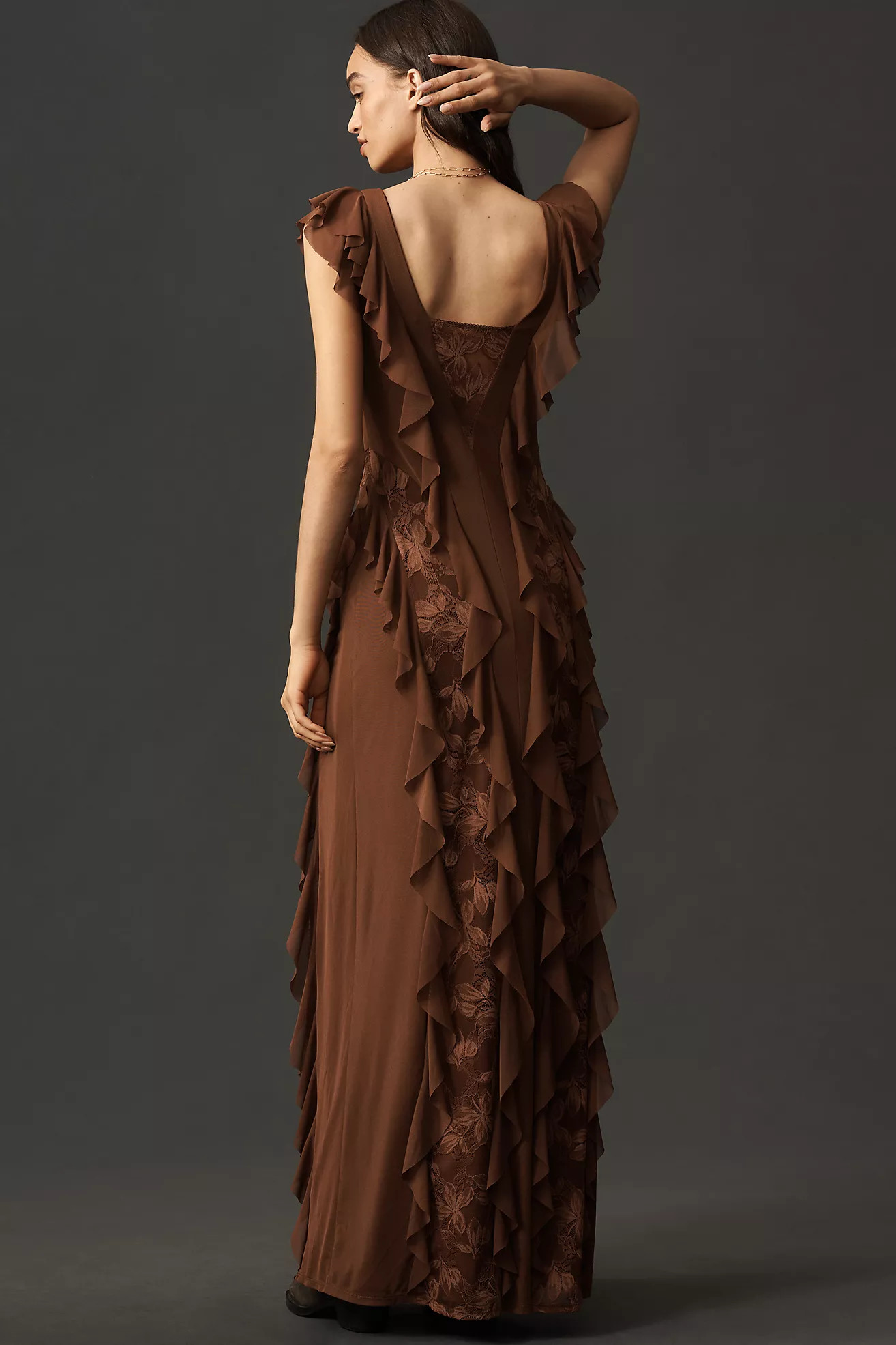 AFRM Trista Ruffle-Sleeve V-Neck Maxi Dress | Anthropologie (US)