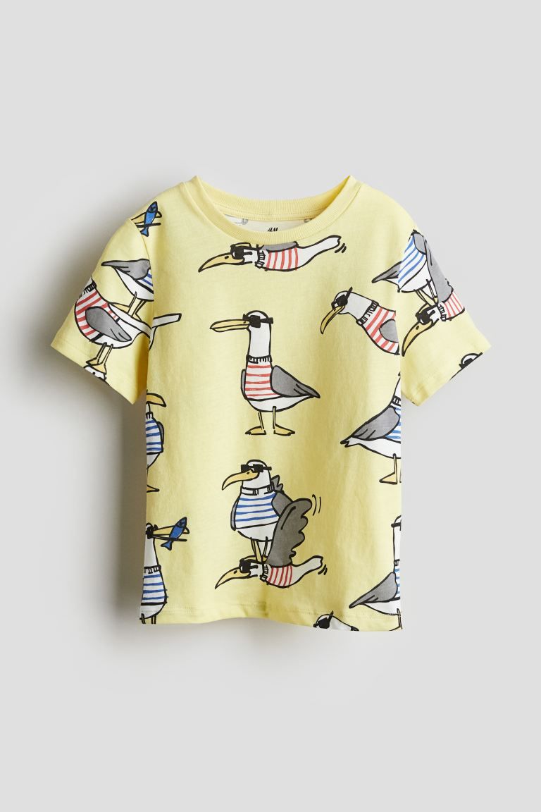 Printed T-shirt - Light yellow/seagulls - Kids | H&M US | H&M (US + CA)