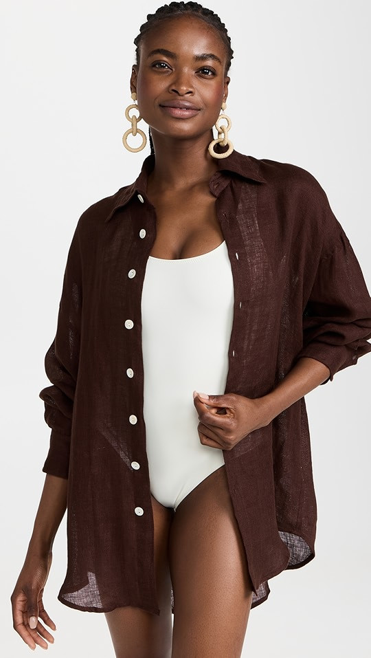 EcoLinen Gauze Chocolate | Shopbop