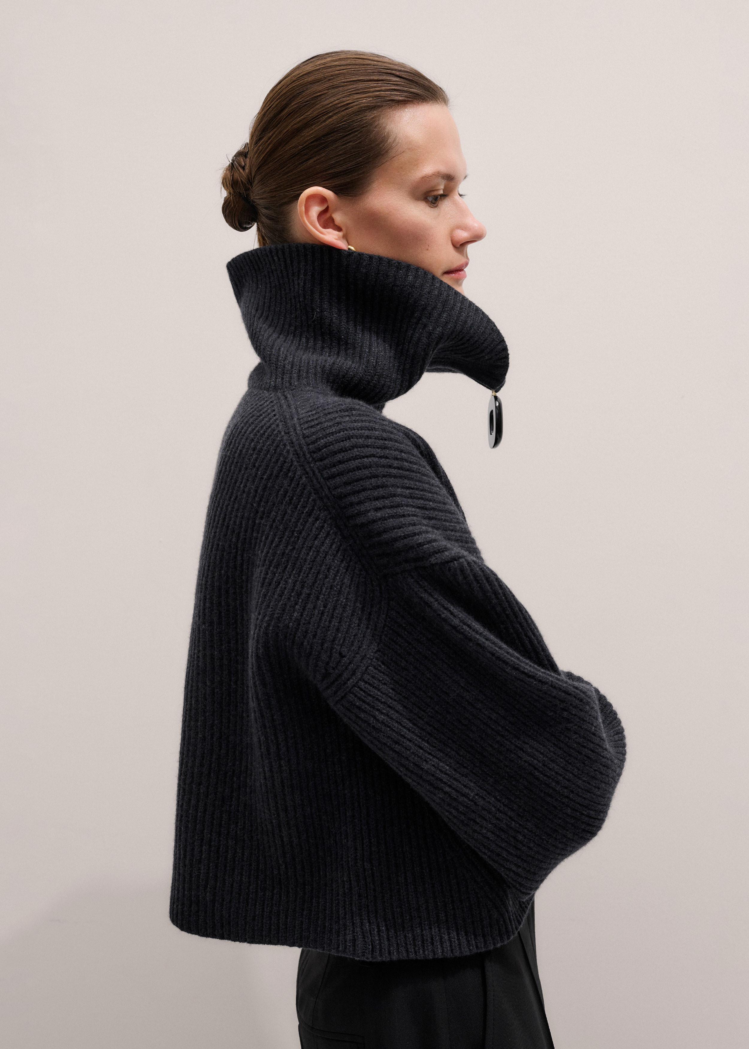 High Zip Neck Jumper Merino + Cashmere | ME+EM Global (Excluding US)