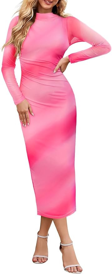 MEROKEETY Women's 2024 Dress | Long Sleeve, Tie Dye, Bodycon | Amazon (US)