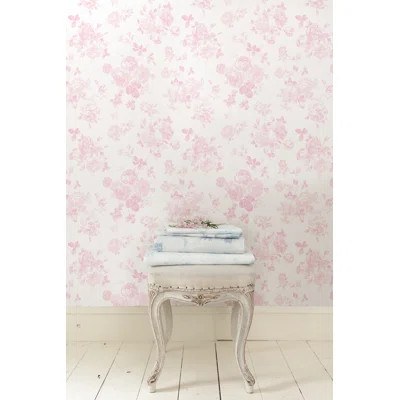18' L x 20.5" W Everblooming Rosettes Peel & Stick Wallpaper Roll | Wayfair North America