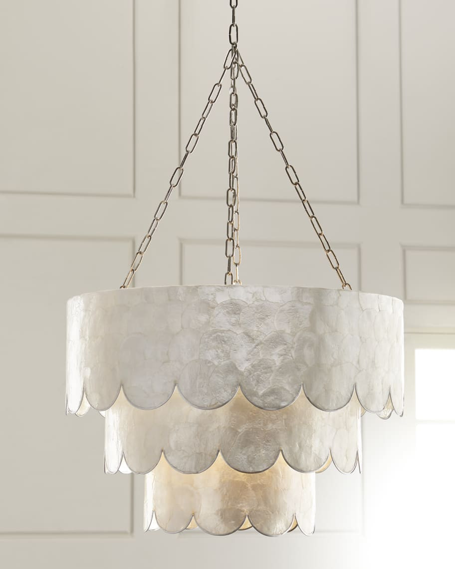 Three-Tiered Scalloped Capiz 3-Light Pendant | Neiman Marcus