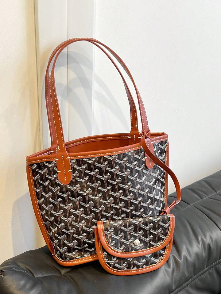 Solid Houndstooth Pattern PVC Simple And Elegant Tote Bag, Suitable For Women's Daily Commute, Wo... | SHEIN
