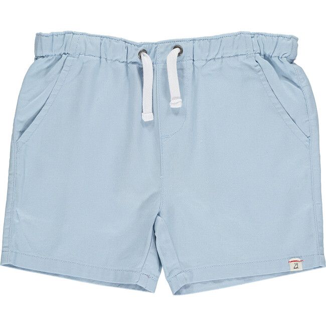 Twill Woven Shorts With Fake Tie Cord, Pale Blue | Maisonette