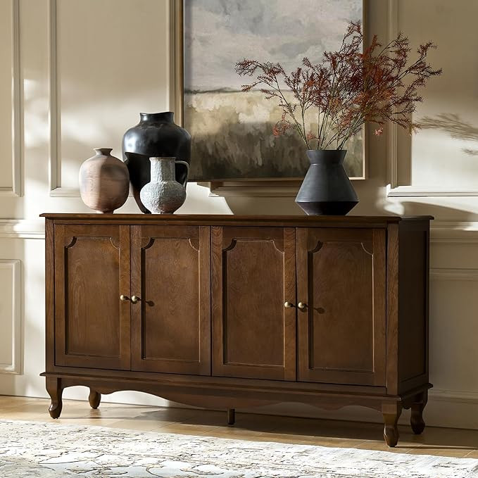 HULALA HOME Sideboard Buffet Cabinet with Storage, 58" Kitchen Farmhouse Wood Credenza Storage Ca... | Amazon (US)