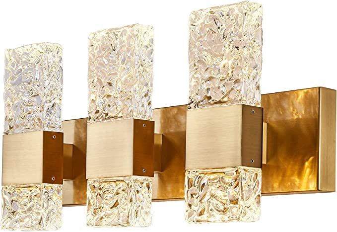 OYLYW LED Crystal Gold Bathroom Vanity Lights Fixtures Modern 30W Brushed Stainless Steel Wall sc... | Amazon (US)