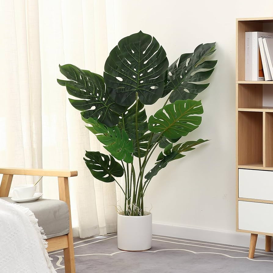 Artificial Monstera Plant 4FT Tall Fake Swiss Cheese Potted Faux Tropical Floor Plants Indoor Dec... | Amazon (US)