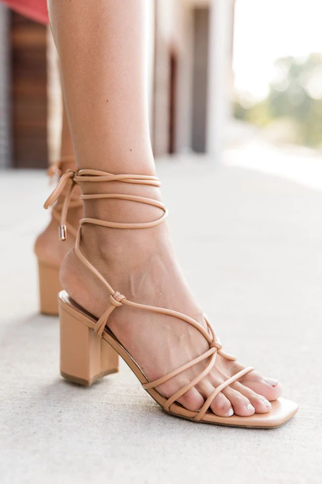 Simone Nude Strappy Block Heels | The Pink Lily Boutique