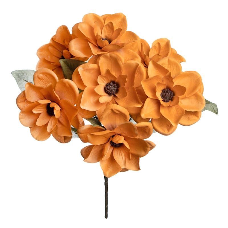 7-Head Yellow Magnolia Floral Spray, 20" | At Home