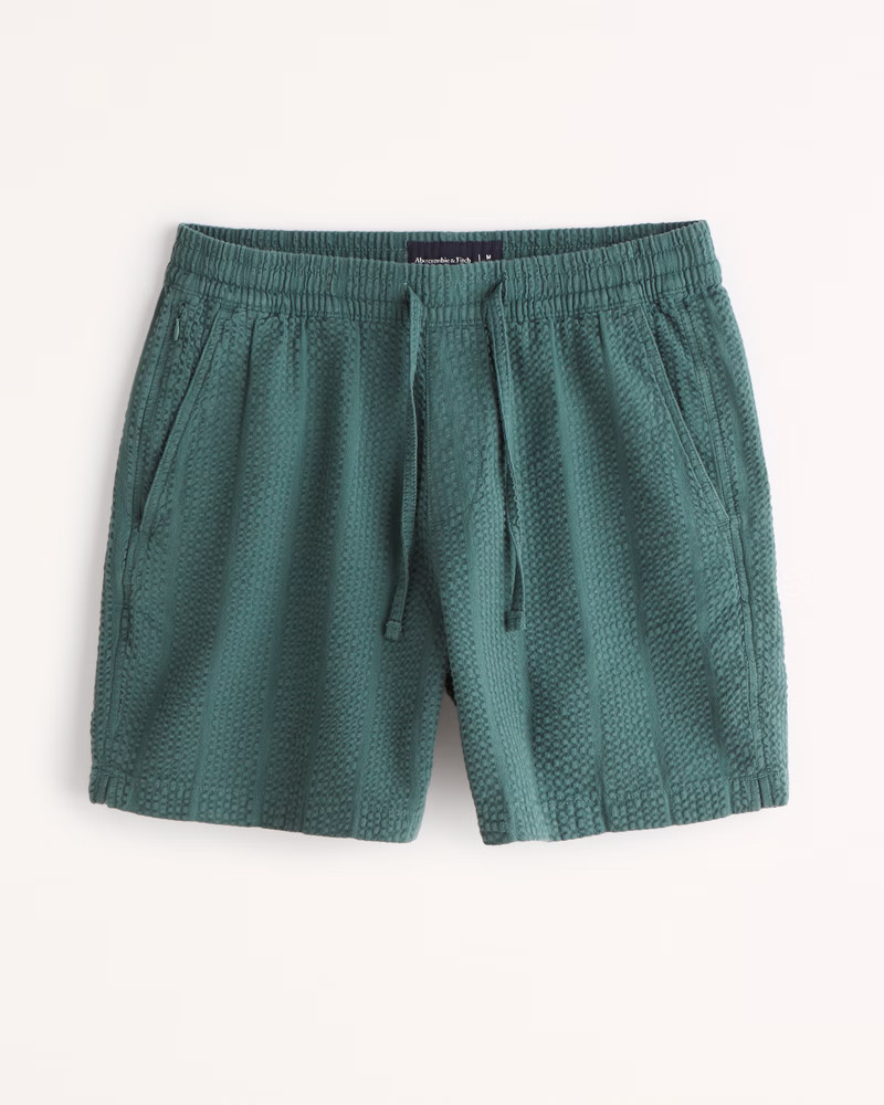 6 Inch Seersucker Pull-On Short | Abercrombie & Fitch (US)