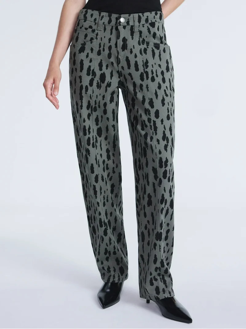 Scoop Women's and Women’s Plus Animal Print Barrel Jeans, Sizes 0-26 | Walmart (US)