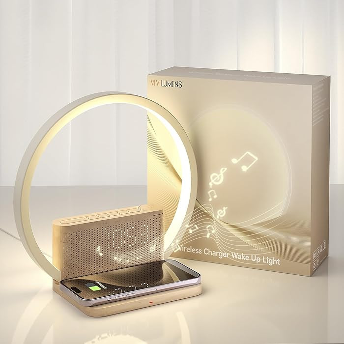 Vivilumens Sunrise - Reloj despertador inalámbrico, 10 relojes despertadores con máquina de son... | Amazon (US)