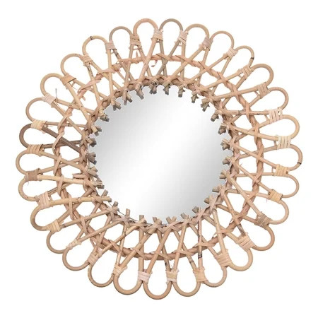 Hanging Wall Mirror Rattan Round Makeup Mirror Nordic Style Art Ornament Home Decor for Apartment Li | Walmart (US)