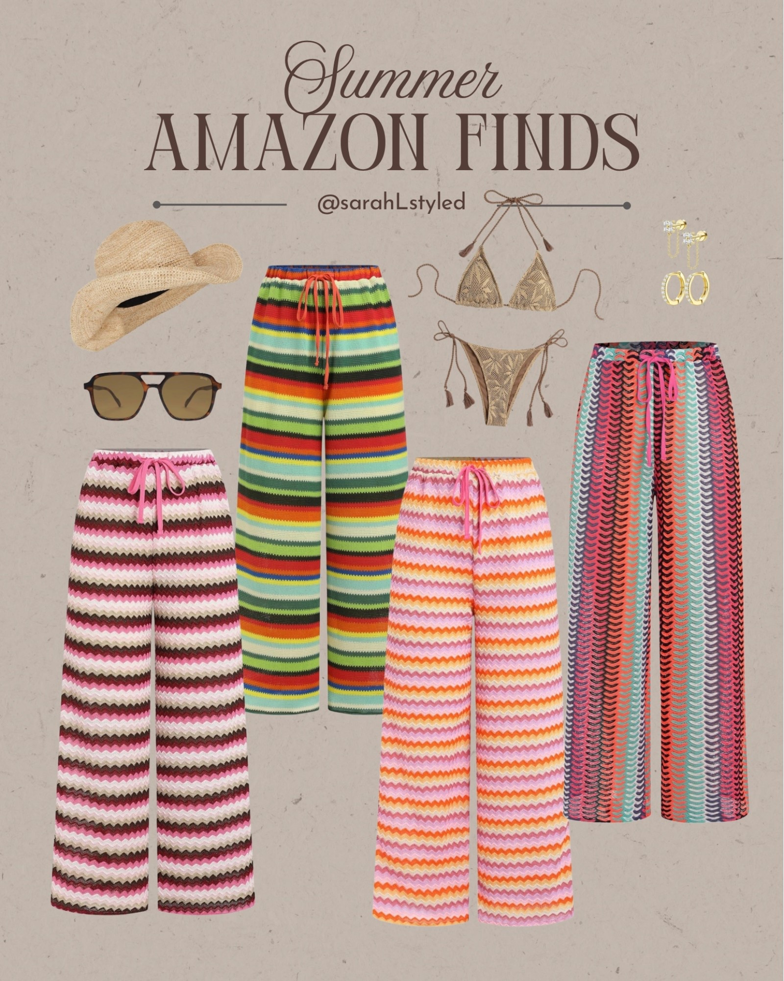 Amazon finds — striped pants, summer style, beach vacation, Amazon accessories, Amazon pants, colorful pants, pool day, Amazon swim 

#LTKSwim