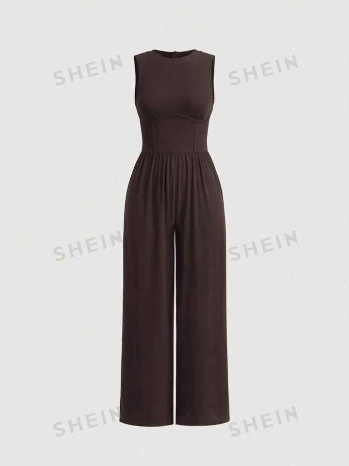 SHEIN MOD Solid Bodycon  Elasticity Wide Leg Jumpsuit | SHEIN