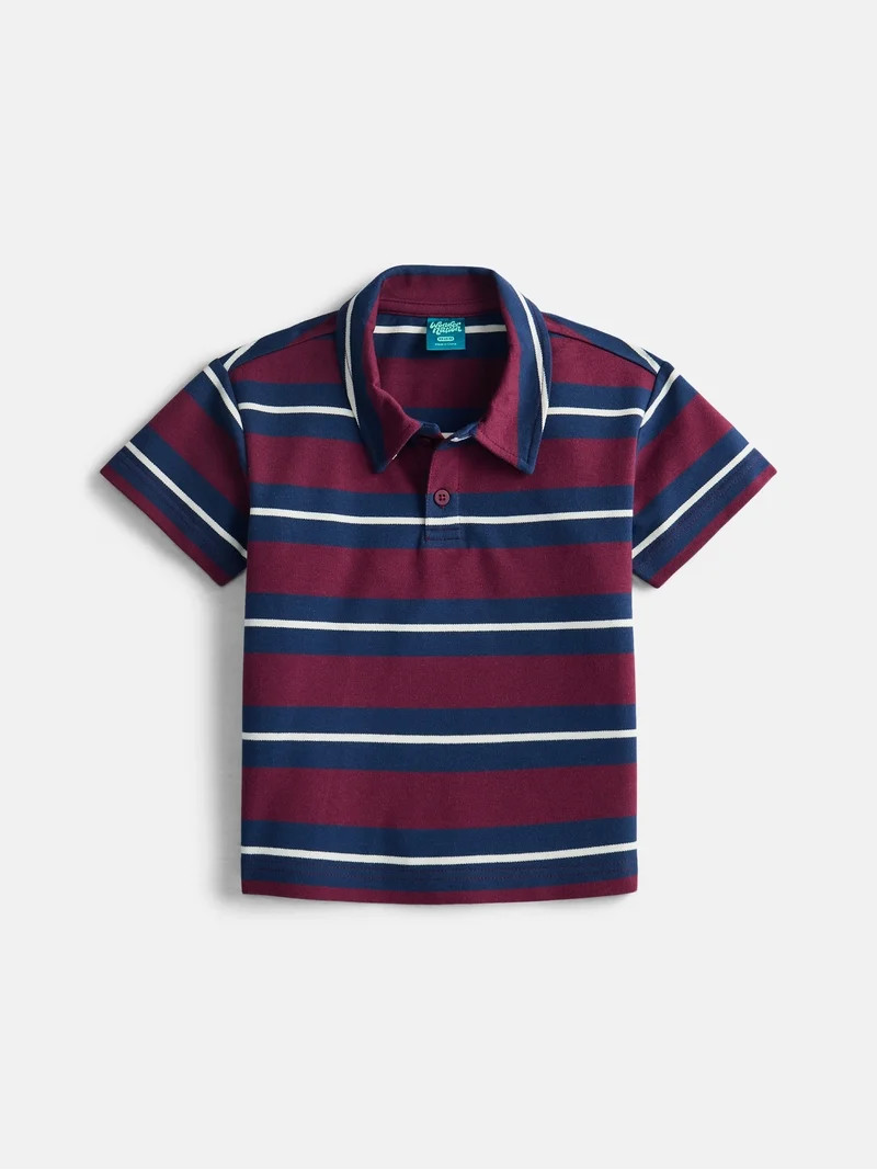Wonder Nation Boys' Stripe Pique Knit Polo Shirt with Short Sleeves, Sizes 4-18 | Walmart (US)
