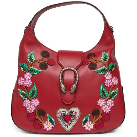 Gucci Red Dionysus Embroidery Cherry Blossoms Leather Shoulder Bag Medium Hobo Handbag New | Walmart (US)