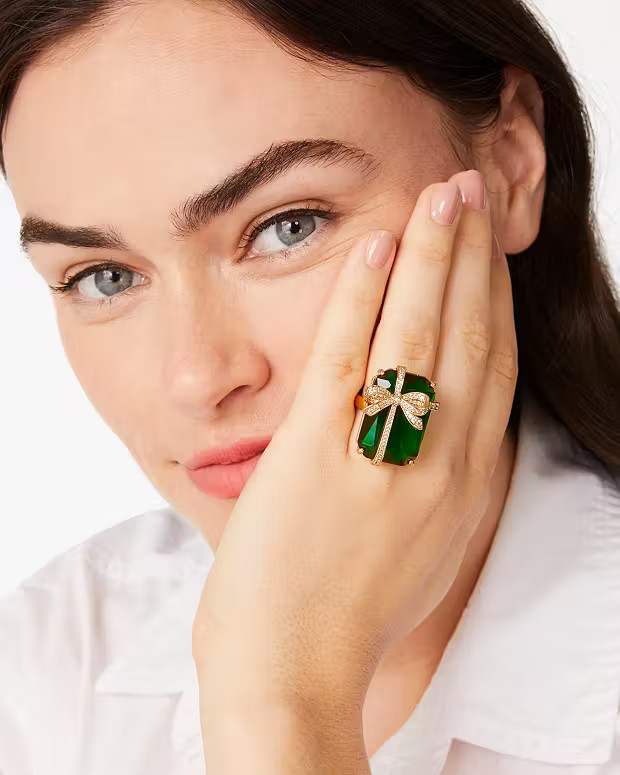 Pave Emerald Present Cocktail Ring | Kate Spade Outlet
