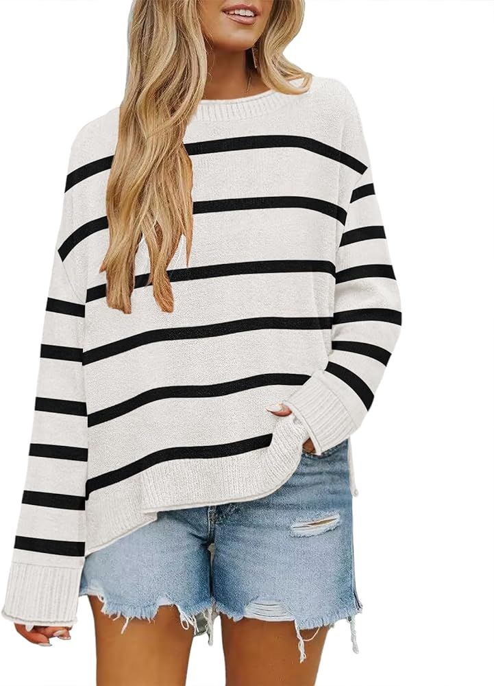 Women's Casual Long Sleeve Crew Neck Loose Knit Pullover Sweater Jumper Top | Amazon (US)