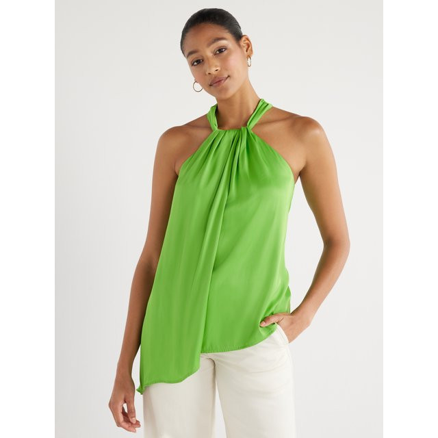 Scoop Women’s Asymmetrical Halter Top, Sizes XS-XXL | Walmart (US)