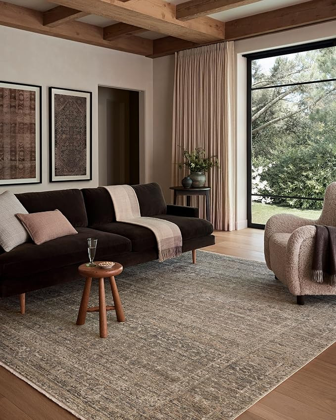 Loloi Amber Lewis Molly Collection MOL-04 Navy/Blush 9'-6" x 13'-6" Low Pile Area Rug | Amazon (US)