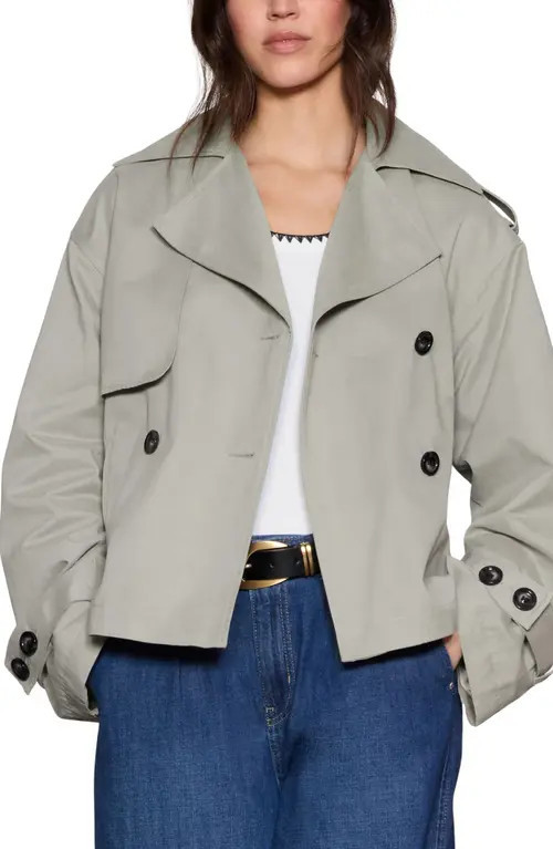 NEXT Crop Cotton Blend Trench Coat in Grey at Nordstrom, Size 12 Us | Nordstrom