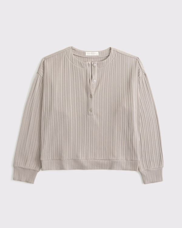 Lounge Wide Rib Henley Sweatshirt | Abercrombie & Fitch (US)
