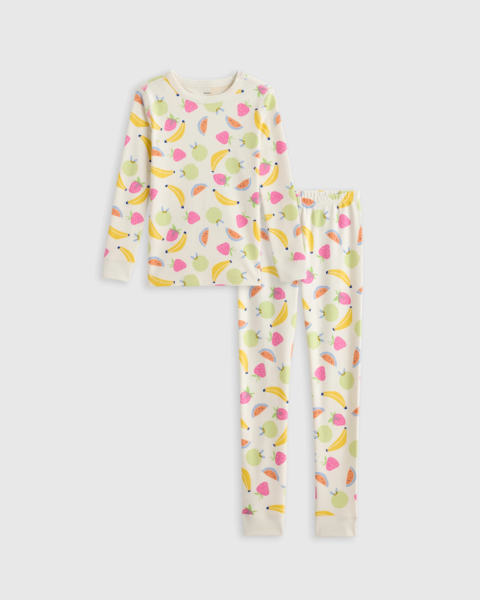 Quince | Long Sleeve and Pants Pajama Set in Fruit, Size 3T, Organic Cotton | Quince