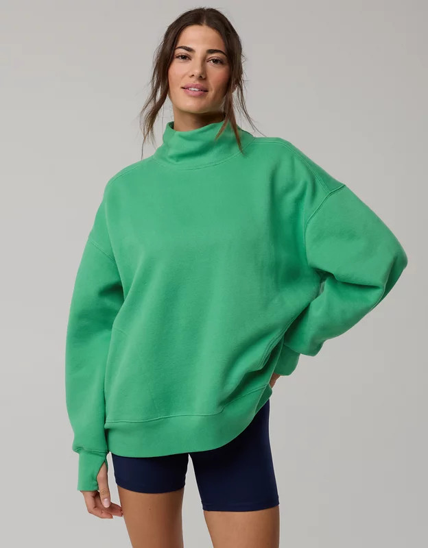 OFFLINE By Aerie Cloud Fleece Oversized Mockneck Sweatshirt | Aerie