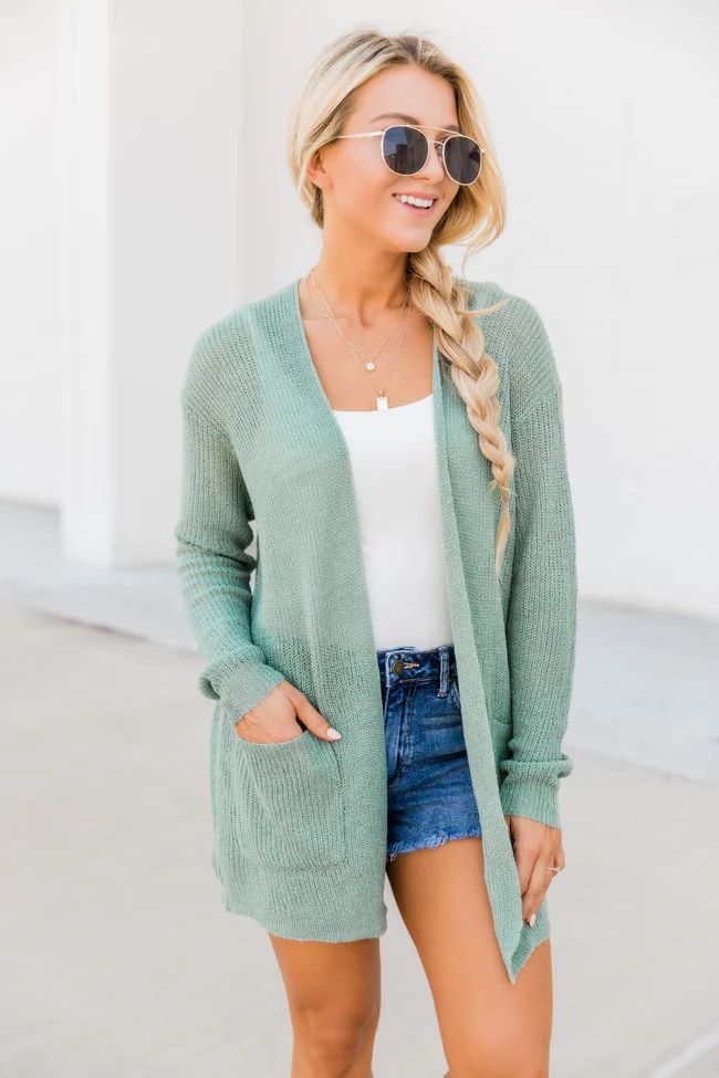 Potentially Yours Solid Cardigan Green | The Pink Lily Boutique