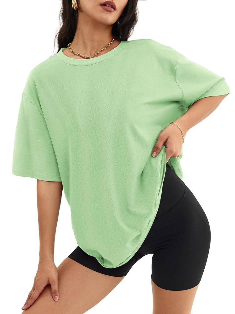 ATHMILE Womens Oversized T Shirts Loose Fit Crewneck Short Sleeve Tops Summer Casual Blouse Y2K 2... | Amazon (US)