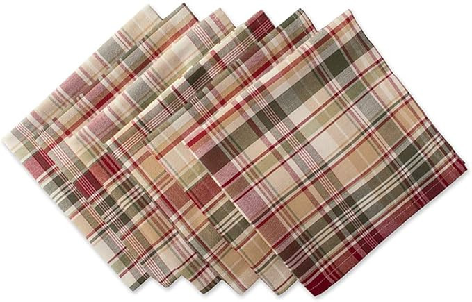 DII Give Thanks Plaid Fall Table Decor, Autumn & Thanksgiving Tabletop Linens, Square Napkin Set,... | Amazon (US)