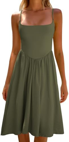 CHYRII Women Fashion Summer 2025 Spaghetti Straps Sleeveless Casual A-Line Midi Dresses Sundress | Amazon (US)