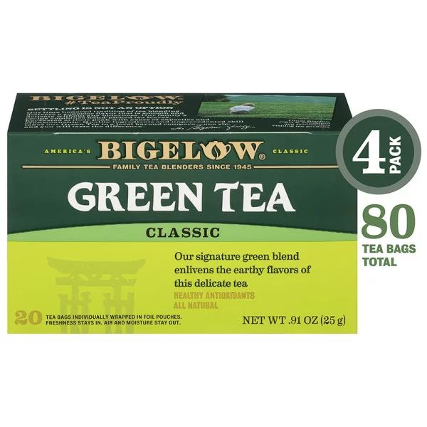 Bigelow Classic Green Tea, Tea Bags, 20 Ct (4 Boxes) | Walmart (US)
