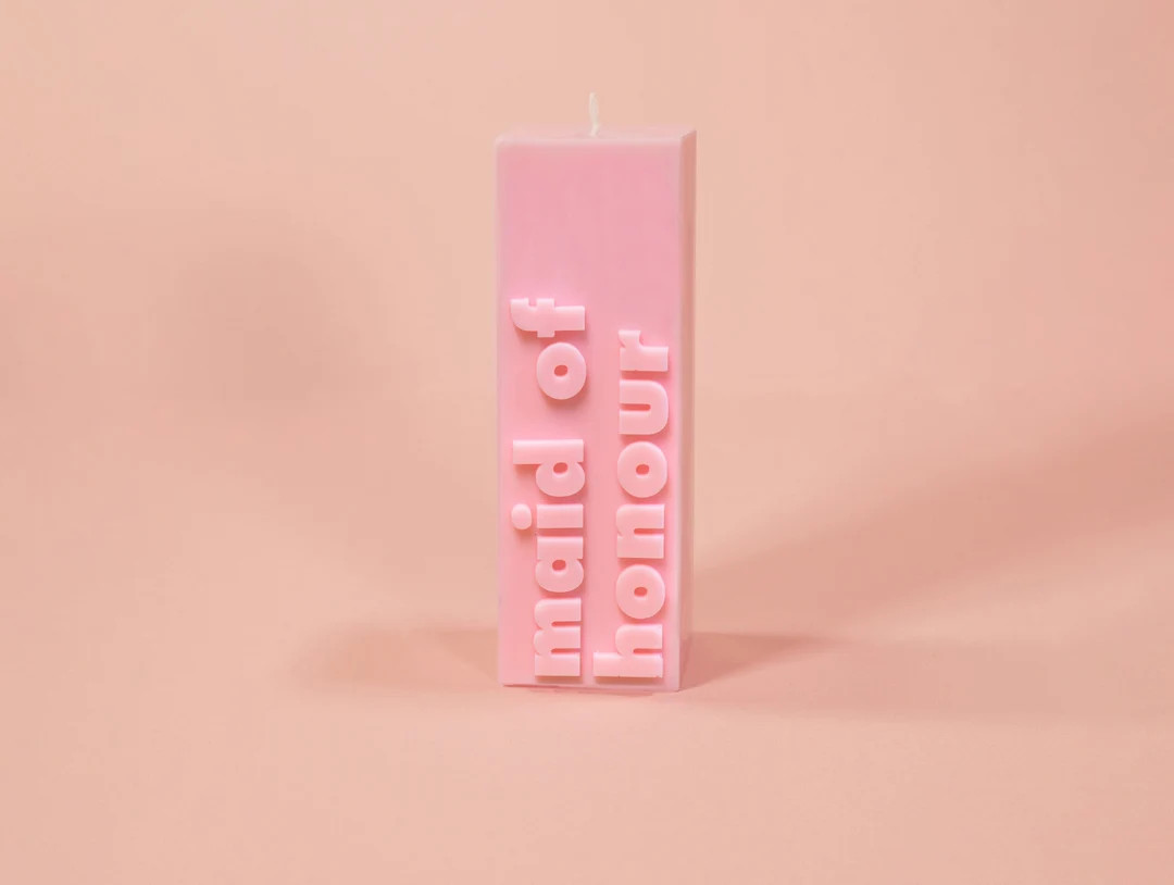 Maid of Honour Candle Debossed Design, Pink & Cream Perfect Maid of Honour Gift. Soy Wax. Will Yo... | Etsy (US)