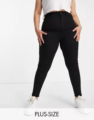 DTT Plus Ellie high waisted skinny jeans in black | ASOS (Global)