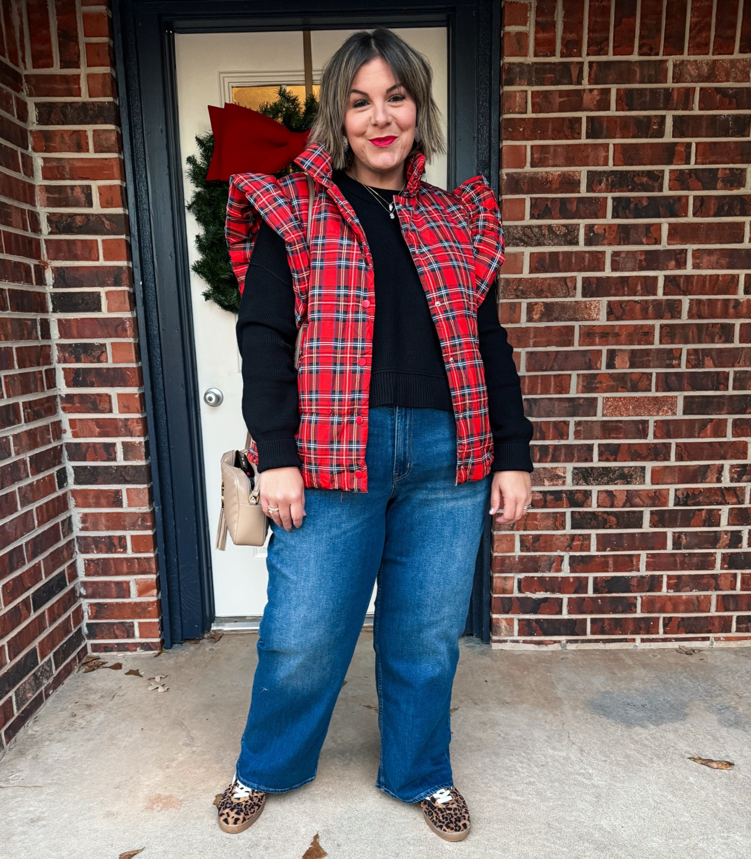 Easy holiday outfit that’s super affordable! This Amazon vest is so darling - wearing the XXL. These Old Navy jeans are some of my absolute favorites and they’re on sale for $24! Wearing my true size 18. Black Amazon sweater is XL. 

#LTKPlusSize #LTKSaleAlert #LTKHoliday