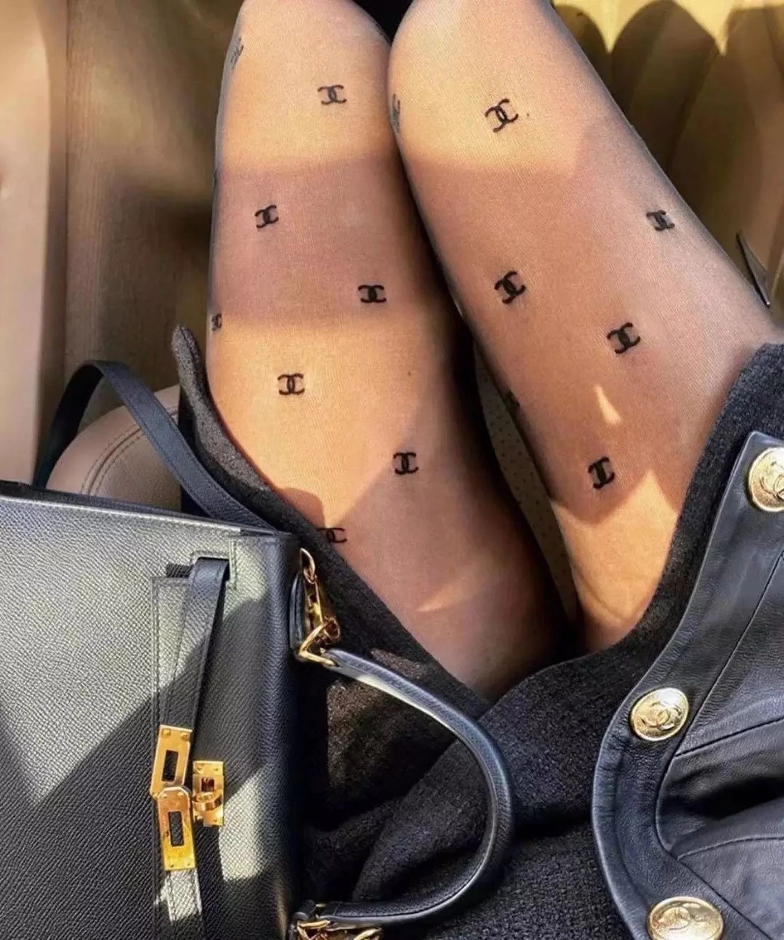 CC Brand Name Inspired Embroidery Tights Chanel Stockings | Etsy | Etsy (US)