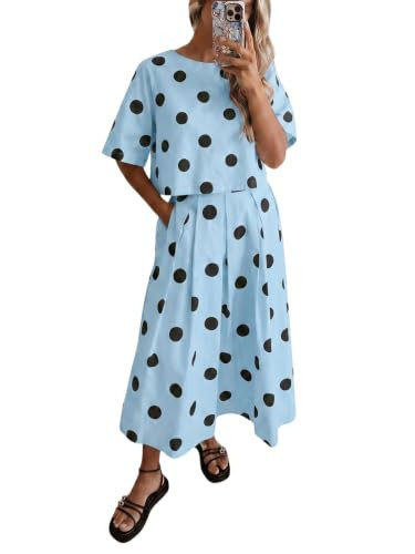 Tankaneo Womens Polka Dot 2 Piece Skirt Sets Summer Tie back tops | Amazon (US)